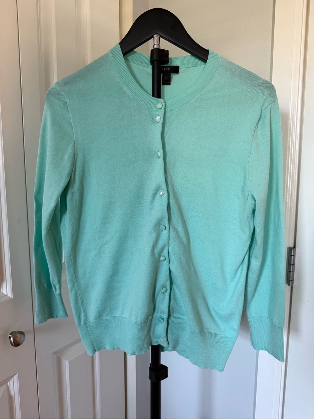J. Crew Mint Green Button-Front Crewneck Cardigan